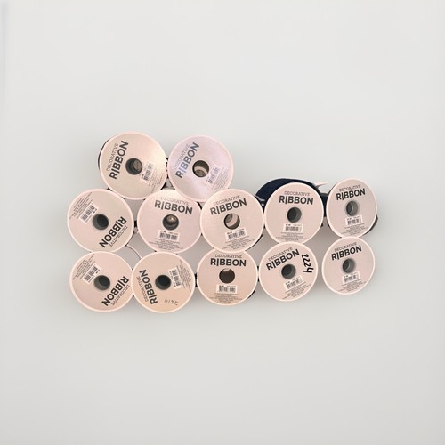 Lot of 12 Wire Edge 1 .5" & 2.5" x 12' Black & Navy Rolls Decorative Ribbon - Picture 7 of 12