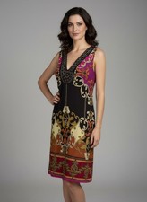 Tiana B. Sleeveless V-Neck Patterned Dress Size L