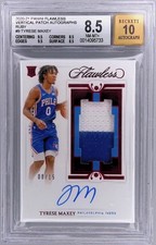 2020 Panini Flawless Tyrese Maxey Rookie Patch Auto Ruby /15 #VPA-MAX BGS 8.5