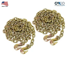(2 Pack) NEW 3/8" x 16' Grade 70 Transport Chain MADE IN USA! With G70 Grab h...