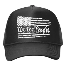 We The People US Flag American Pride Constitution Trucker Form-Mesh Back Hat