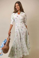 BNWT RIXO X LIBERTY Mallorca Dance Motif Agyness Cutout Maxi Dress Small UK 10