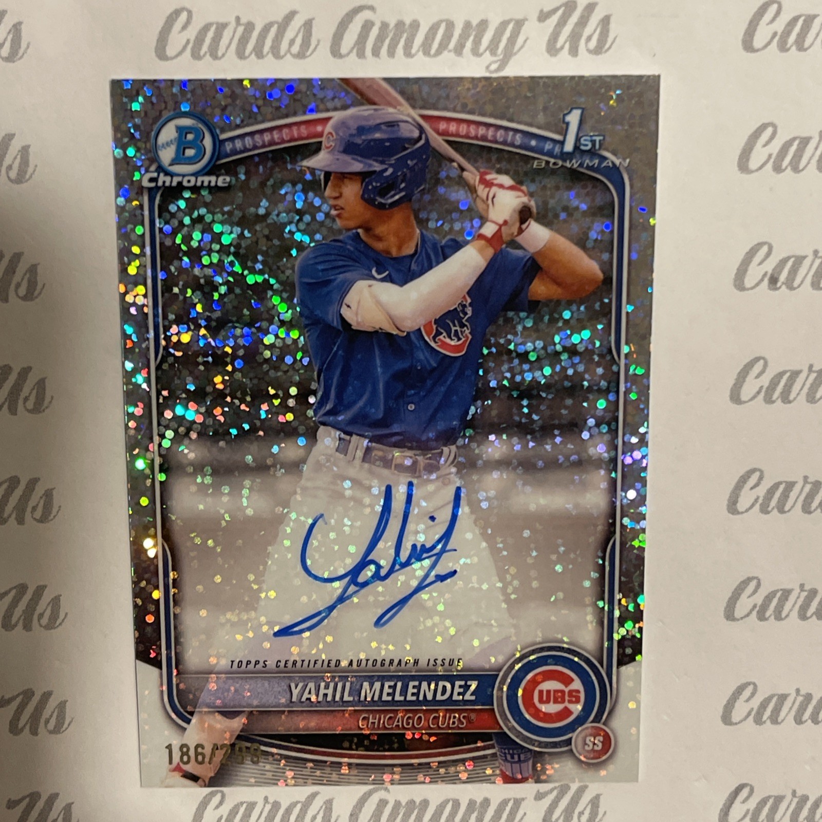 YAHIL MELENDEZ 2025 BOWMAN CHROME 1ST SPECKLE AUTOGRAPH CUBS AUTO /299