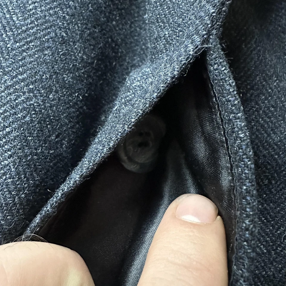 Brooks Brothers Overcoat Mens 43 Long Blue Herringbone Tweed Made USA Lined - Image 4 of 4