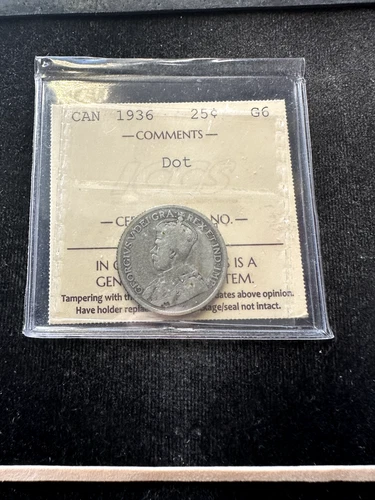 1936  DOT  ICCS Graded Canadian, ¢25 Cent, **G-6** # XSU 341
