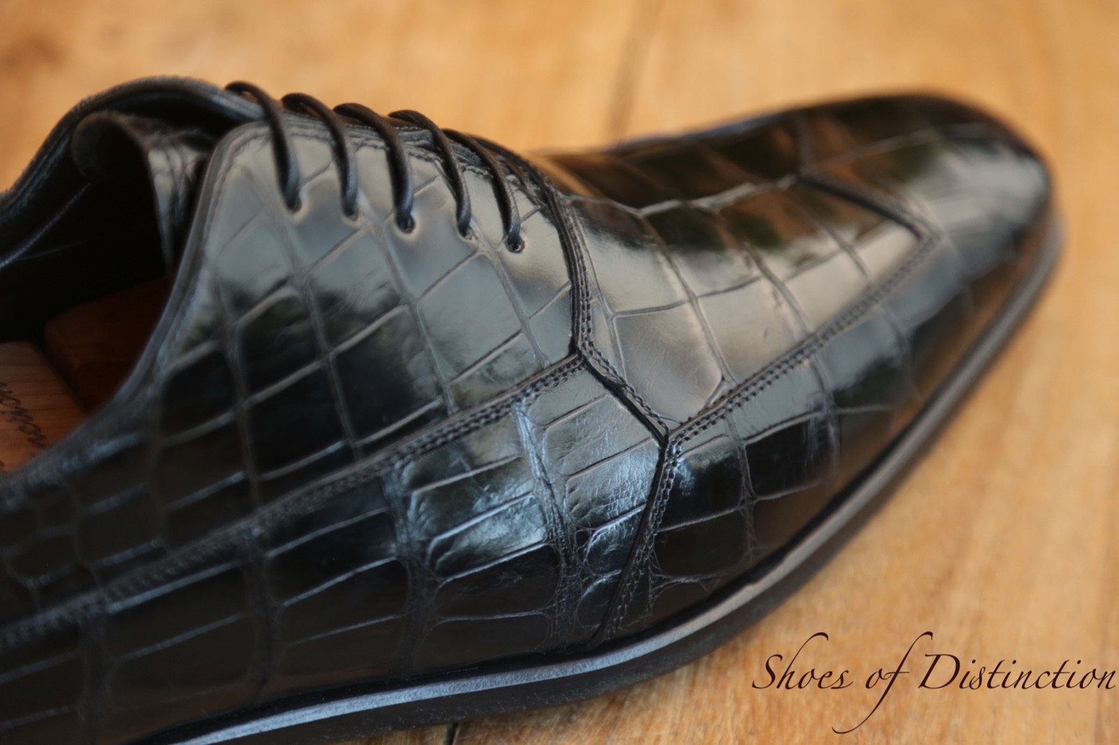 PRADA Black Crocodile Leather Oxford Shoes Men's UK 8 US 9 EU 42