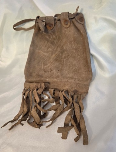 Very Rare BUSTER BROWN Small Leather Pouch Bag Fringed Purse Medicine Bag