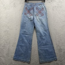 Vintage Rose Hips Bell Bottoms Hippie Woodstock Wide Leg Boho Denim 26x32