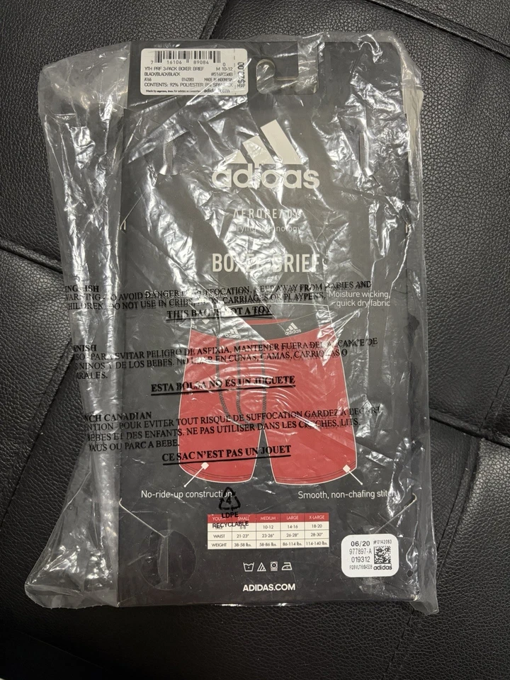 Adidas YTH PRF 3-Pack Boxer Briefs – Black, Medium - Image 3 of 3