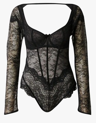 Hunkemöller Body Mabel caviar mit Spitze Gr.80D w. NEU