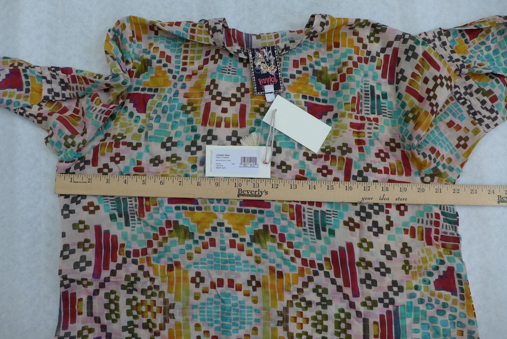 JOHNNY WAS Women's Malina Button Front Geometric Print Long Sleeve Blouse $270