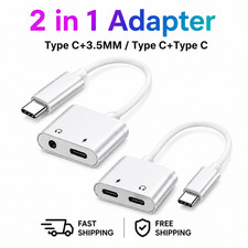 Type-C USB C to 3.5mm Jack Headphone Charger 2 in 1 Adapter for Samsung Galaxy