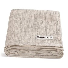 Muslin Swaddle Blankets for Baby, Unisex Baby Boys Girls Simple Beige