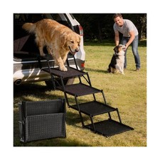 Extra Wide Dog Stairs for Car - Foldable 5-Step Non-Slip Pet Stairs for Home,...