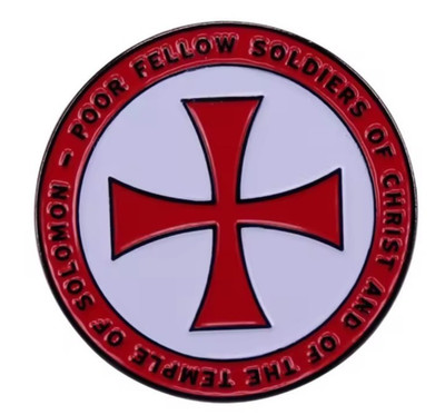 Tempelritter Logo ''Arme Mitsoldaten Christi'' - Emaille Pin Anstecker