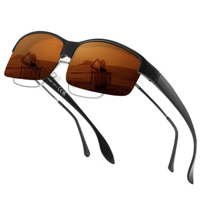 Trysee Over Sunglasses for Men Women to Fit Medium, C03 Black / Brown