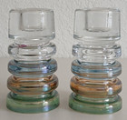 2 Block Crystal Carnival Candle Holders 4.76" Tall — photo 4