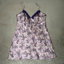 Secret Treasures Vibrant Purple Paisley Satin Chemise Lace Trim Nightie XL