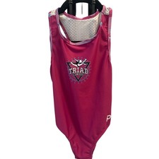 Plum Practicewear Girls Child Large Triad Classic Floral Mesh Back Leotard Pink