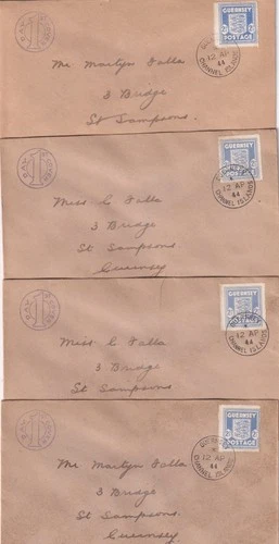 Guernsey 1944 Occupation 2 1/2d Arms Covers (4)                          (p1839)