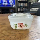 Vintage Fire-King "Peach Blossom” Lidded Refrigerator Dish 1950s Anchor Hocking