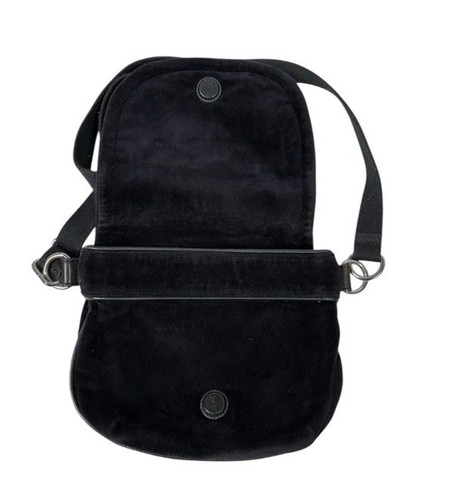 Vintage Juicy Couture Black Velour Crossbody Bag Purse Bow Charm Logo Rare Y2K - Picture 12 of 14