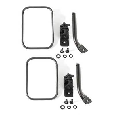 Rugged Ridge Textured Blk Rectangular Stubby Trail Mirror Kit For 97-18 Wrangler
