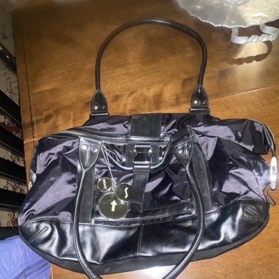 DKNY Black Shoulder Bag for Women with Charm, Silver Hardware, Zip Closure