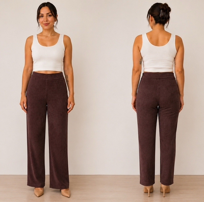 #ad J.Jill Women#x27;s Brown Suede Pull On Pants Stretch Elastic Waist Straight Flat $33.00