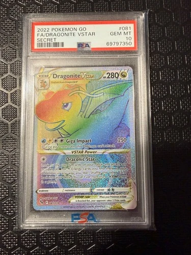 PSA 10 Dragonite VStar Full Art Rainbow 081/078 Pokemon Go