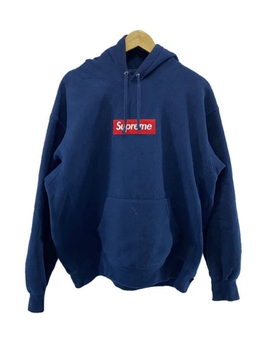 Supreme Felpa con Cappuccio 24FW BOX ROGO PARKA L Cotone Navy Tinta Unita