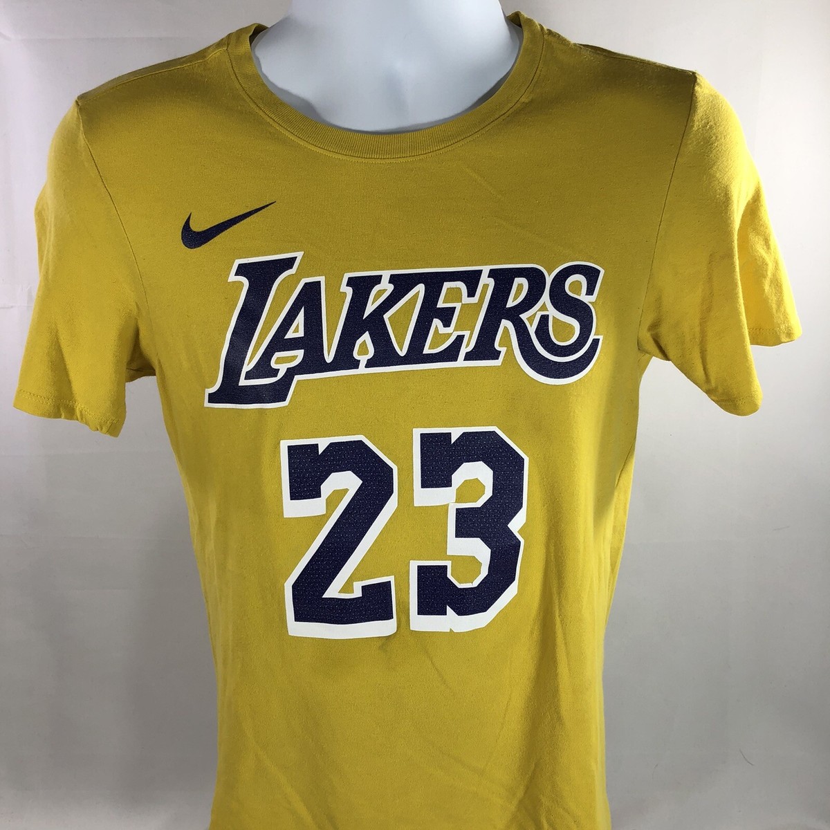 Lakers Lebron James #23 Nike Size Small Yellow Purple T Shirt NBA