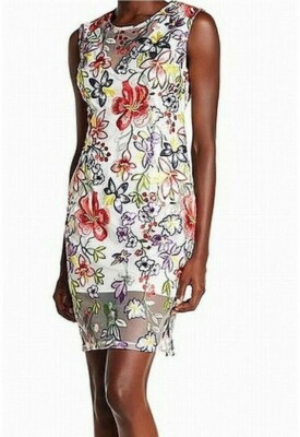 Alexia Admor Embroidered Floral Sleevless Dress Womens Sz 2