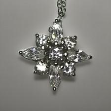 925 Sterling Silver Cubic Zirconia Snowflake Necklace