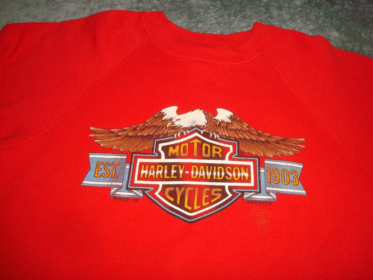 VTG 80s HARLEY DAVIDSON SWEATSHIRT MENS MEDIUM CREW NECK RED