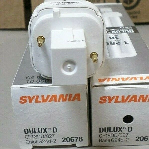 2 - Sylvania CF18DD/827 T4 CFL 2-Pin G24d-2 Base 18 Watt 2 Tube Lamps / Bulbs - Image 3 of 4