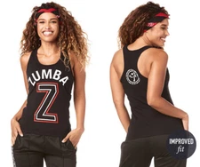 Zumba Varsity Racerback Tank Top - XS, S, M, L ~ Bold Black ~ Free Ship!