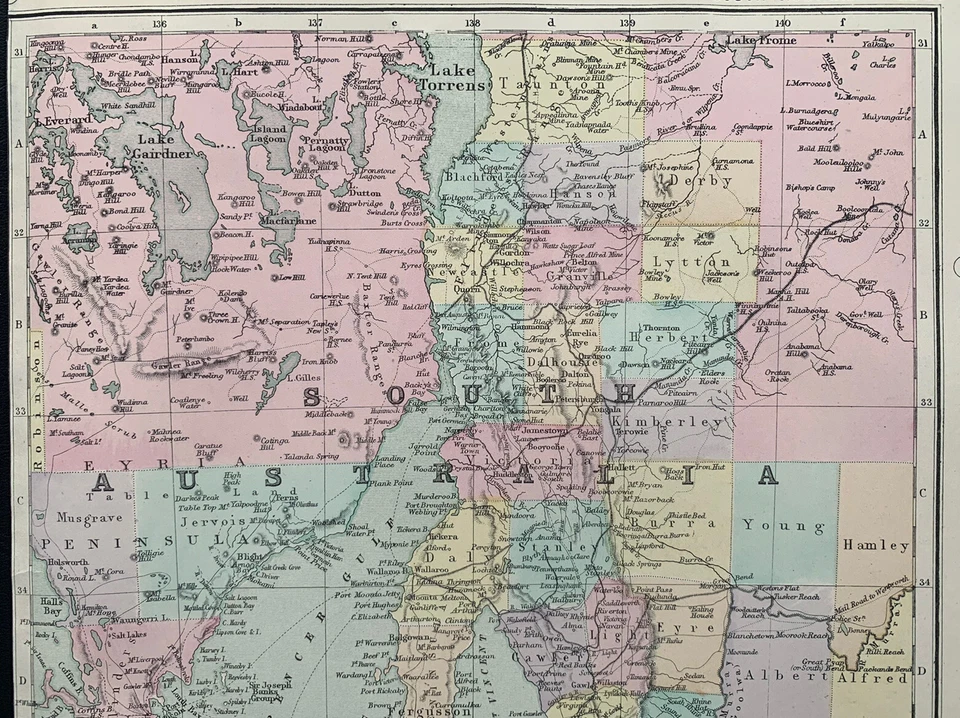 1891 South Australia Hand Coloured Original Antique Map by G.W. Bacon - Image 2 of 3