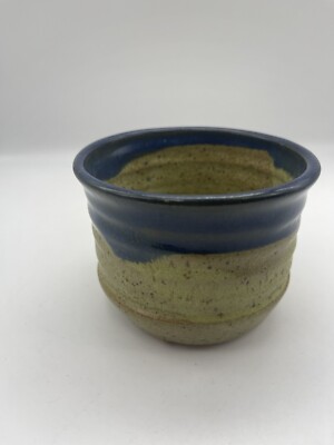 Midnite Webb Signed Pottery Blue Green Trinket Bowl Cup Mississippi Tupelo Art