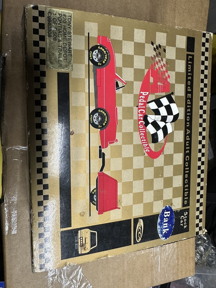Tony Stewart Pedal Car Collectible - Home Depot - Pontiac And Trailer Bank COA
