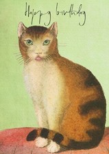 The Cat - Art Blank Greeting / Birthday Card - Vintage Tortoiseshell Ginger Cat