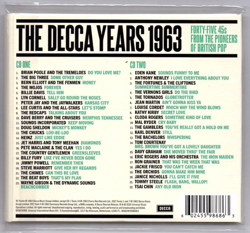The Decca Years 1963, Forty-Five 45s From The Pioneers Of UK Pop /D'CD Neuware - Bild 2 von 2