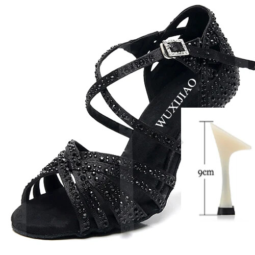 Women Party Satin Dance Shoe Soft Bottom Latin Dance Shoes Red / Blue Salsa heel