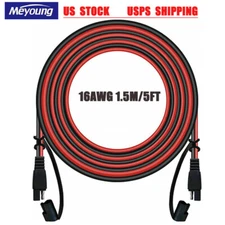 1.5M/5FT 16AWG SAE to SAE Extension Cable 2 Pin Car Disconnect Wire Harness Cord