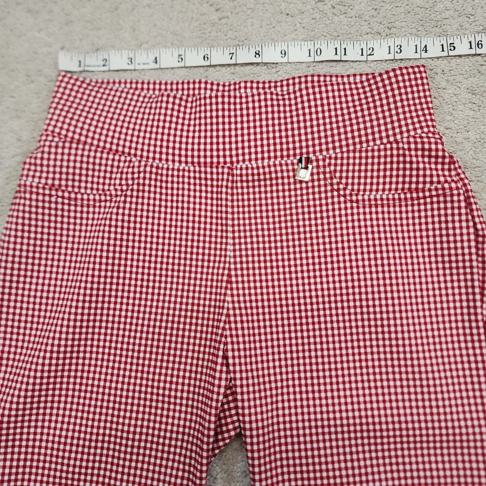 Shorts feminino Tommy Hilfiger vermelho branco xadrez Gingham 28x9 - Imagem 2 de 4