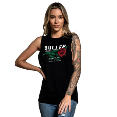 Sullen Art Collective Clothing Muscle Tank Top - Red Rose Tattoo Machine