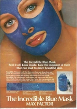 1976 Max Factor Vintage Magazine Ad The Incredible Blue Mask  Beautiful Skin