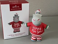 HALLMARK 2012 I WANT A HIPPOPOTAMUS FOR CHRISTMAS ORNAMENT