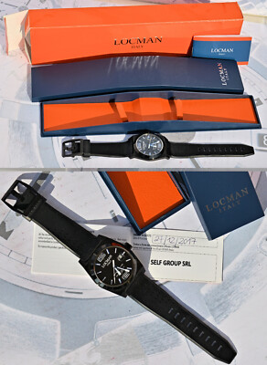 Locman Stealth Uhr Automatik Stahl PVD schwarz neuwertig komplette Ausstattung
