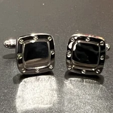 Silver Square Screw Head Rim Cufflinks For Men Birthday Wedding Anniversary Gift
